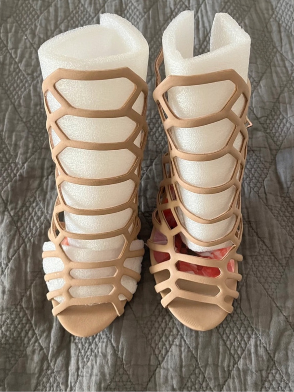 Madden Girl Nude Cage-Strap Heeled Sandals